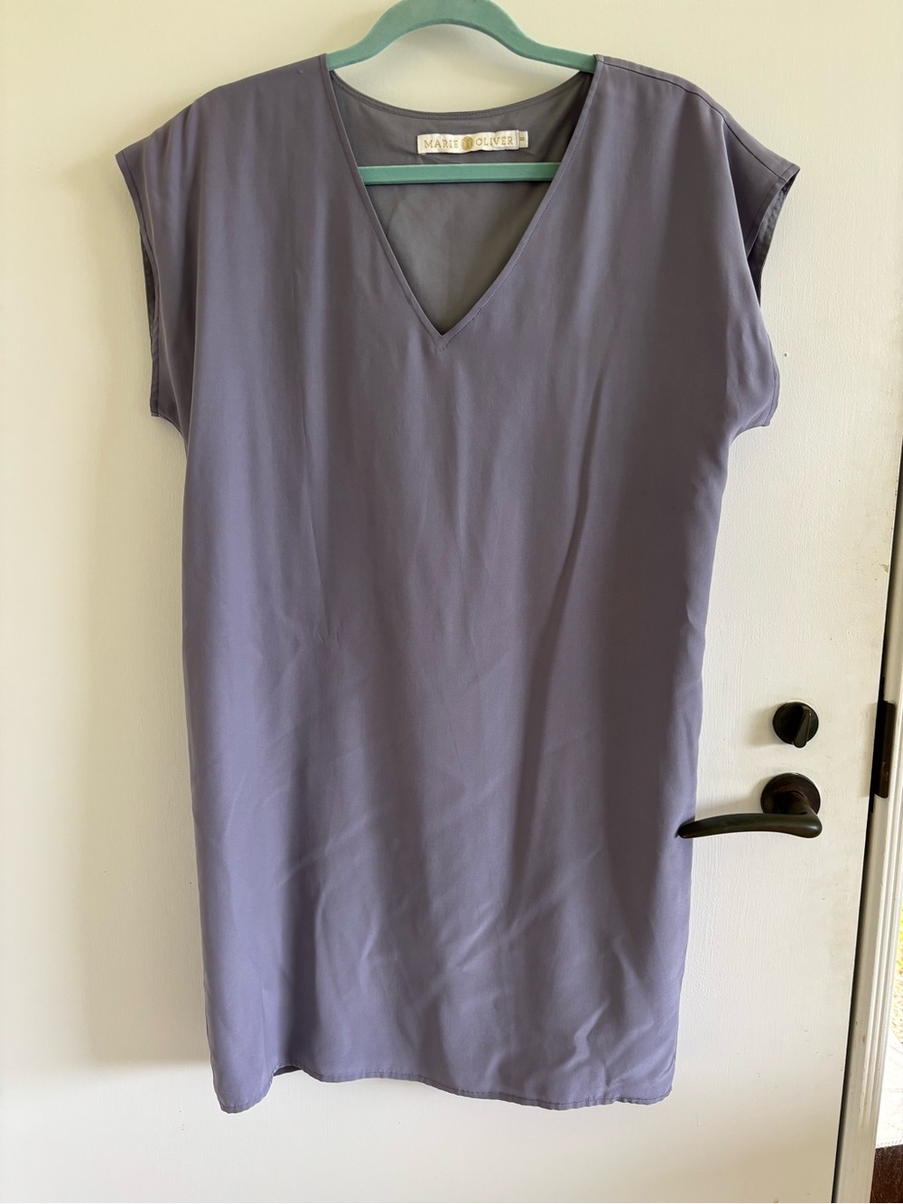 Marie Oliver Andy Dress 100% Silk Lilac‎ Purple V-Neck Shift Summer XS